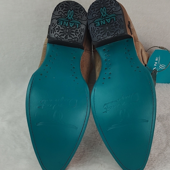 Lane Saratoga Bootie Womens Latte Roughout Leather Western Short Snip Toe  NWT - Picture 7 of 9